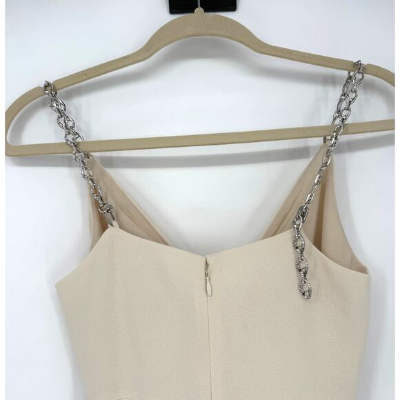 Simkhai Mini Dress Ellis embellished crêpe in Cream Cut Out Chain Straps Size 0 - Picture 6 of 11